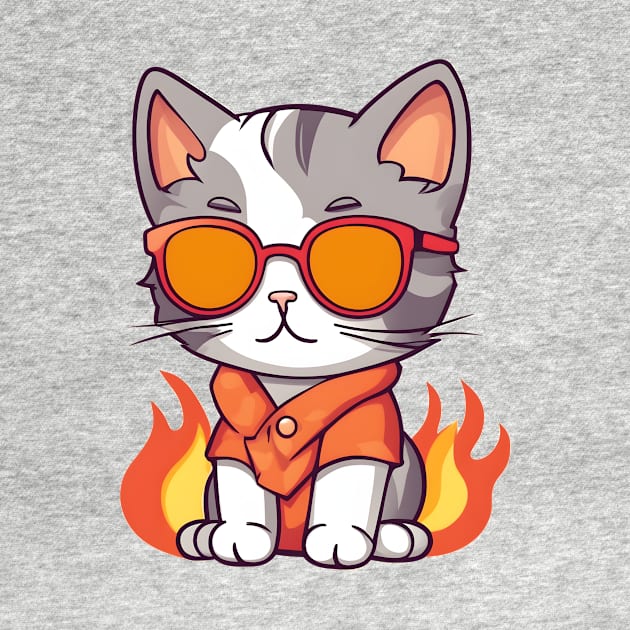 Cute cat on fire by Majkel&Majkel